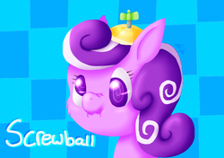 Size: 900x634 | Tagged: safe, artist:emosaurspwn, screwball, g4, hat, propeller hat, scrunchy face, silly, swirly eyes