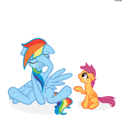 Size: 600x600 | Tagged: safe, artist:hudoyjnik, rainbow dash, scootaloo, g4, crying