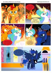 Size: 1024x1448 | Tagged: safe, artist:teammagix, princess celestia, princess luna, sunset shimmer, pony, comic:sun setting misfortune, g4, comic, magic, possession