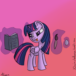 Size: 1080x1080 | Tagged: safe, artist:alorpax, twilight sparkle, alicorn, pony, g4, 30 minute art challenge, book, egg, female, mare, paintbrush, twilight sparkle (alicorn)