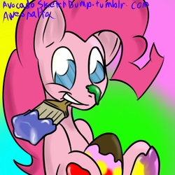 Size: 1000x1000 | Tagged: safe, artist:aweopalta, pinkie pie, g4, 30 minute art challenge, easter, easter egg, paint, paint on fur, paintbrush
