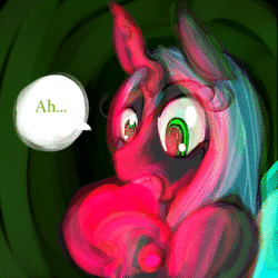 Size: 250x250 | Tagged: safe, artist:ryuredwings, queen chrysalis, changeling, nymph, g4, animated, ask, biting, changeling feeding, cute, cutealis, female, filly queen chrysalis, heart, nom, tumblr