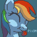 Size: 128x128 | Tagged: safe, artist:pix3m, rainbow dash, pony, g4, 30 minute art challenge, palindrome get, pixel art, sprite, tongue out