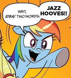 Size: 334x366 | Tagged: safe, applejack, rainbow dash, g4, archer (show), exploitable meme, hilarious in hindsight, jazz hands, meme, two words meme