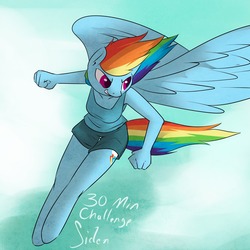 Size: 1200x1200 | Tagged: safe, artist:siden, rainbow dash, anthro, unguligrade anthro, g4, 30 minute art challenge