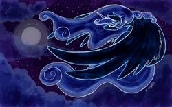 Size: 1440x900 | Tagged: safe, artist:random-gal, princess luna, pony, g4, cloud, cloudy, female, moon, solo