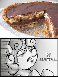 Size: 536x700 | Tagged: safe, sweetie belle, g4, exploitable meme, meme, pie, snickers, snickers pie, that is beautiful