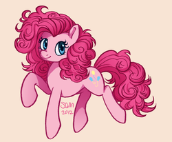 Size: 980x809 | Tagged: safe, artist:cloudedart, pinkie pie, earth pony, pony, g4, cute, diapinkes, female, pink background, simple background, solo