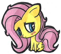 Size: 1008x888 | Tagged: safe, artist:ultrapancake, fluttershy, pony, g4, chibi, female, simple background, solo