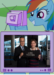 Size: 439x606 | Tagged: safe, rainbow dash, g4, akira takarada, exploitable meme, gareth edwards, godzilla (series), godzilla 2014, tv meme