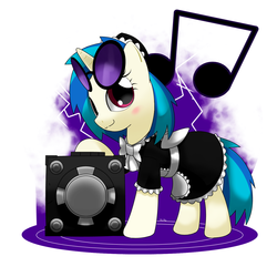 Size: 1120x1120 | Tagged: safe, artist:hoyeechun, dj pon-3, vinyl scratch, pony, g4, clothes, female, maid, solo, stereo