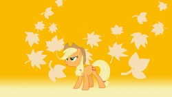 Size: 1600x900 | Tagged: safe, artist:alca7raz, applejack, g4, leaves, vector, wallpaper