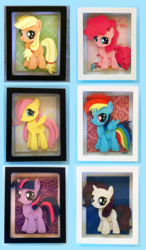 Size: 1200x2059 | Tagged: safe, artist:the-paper-pony, applejack, fluttershy, pinkie pie, rainbow dash, rarity, twilight sparkle, g4, blank flank, craft, filly, papercraft, photo