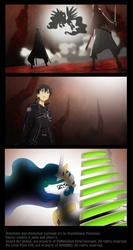 Size: 567x1062 | Tagged: safe, artist:ponymaan, princess celestia, g4, comic, crossover, sword art online