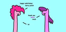 Size: 1024x498 | Tagged: safe, artist:wollap, berry punch, berryshine, pinkie pie, g4, comic sans