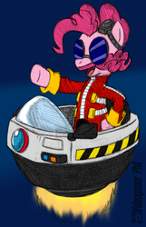 Size: 500x775 | Tagged: safe, artist:videogamer-phil, pinkie pie, g4, clothes, cosplay, crossover, doctor eggman, eggmobile, male, moustache, parody, sonic the hedgehog (series)