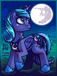 Size: 774x1032 | Tagged: safe, artist:viventomortus, princess luna, pony, g4, female, moon, night, solo