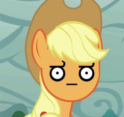 Size: 400x379 | Tagged: safe, applejack, earth pony, pony, g4, female, look of disapproval, reaction image, solo