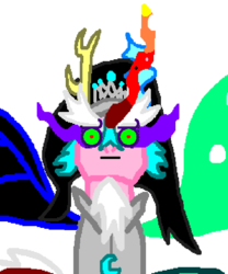 Size: 500x600 | Tagged: safe, oc, oc only, hybrid, look of disapproval, ms paint, reaction image, solo, tiara ultima