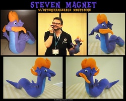 Size: 1040x830 | Tagged: safe, artist:isaunter, steven magnet, human, sea serpent, g4, irl, irl human, lee tockar, moustache, photo, plushie, voice actor