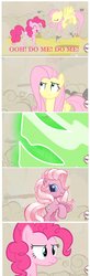 Size: 500x1523 | Tagged: safe, edit, edited screencap, screencap, doomie, fluttershy, pinkie pie (g3), changeling, earth pony, pegasus, pony, a canterlot wedding, g3, g3.5, g4, comic, disguise, disguised changeling, hub logo, looking at you, meme, pinkie pie is not amused, screencap comic, the horror, the hub, unamused