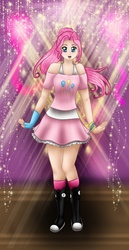 Size: 527x1022 | Tagged: safe, artist:ashleighaleigh, pinkie pie, human, g4, converse, female, gloves, humanized, shoes, solo