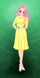 Size: 527x1022 | Tagged: safe, artist:ashleighaleigh, fluttershy, human, g4, female, humanized, solo