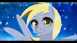 Size: 1920x1080 | Tagged: safe, artist:tivy, derpy hooves, pegasus, pony, g4, blushing, bubble, crepuscular rays, cute, derpabetes, female, happy, looking at you, mare, ocean, portrait, smiling, smiling at you, solo, sunlight, swimming, underp, underwater, water