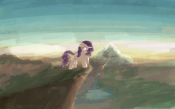 Size: 1300x818 | Tagged: safe, artist:zestyoranges, rarity, pony, g4, female, scenery, solo, swapped cutie marks, this will end in tears and/or death