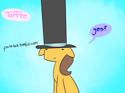 Size: 1080x800 | Tagged: safe, artist:palmlock, toffee, g4, 30 minute art challenge, giant hat, hat, impossibly large hat