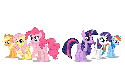Size: 480x326 | Tagged: safe, artist:obisam, applejack, derpy hooves, fluttershy, pinkie pie, rainbow dash, rarity, twilight sparkle, earth pony, pegasus, pony, unicorn, g4, animated, asdfmovie, bouncing, caption, cutie mark, everybody do the flop, female, flop, frown, gif with captions, looking at you, mare, open mouth, ponified, prone, sad, simple background, smiling, text, underp, white background, youtube link