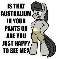 Size: 500x500 | Tagged: safe, artist:scramjet747, octavia melody, earth pony, pony, g4, bipedal, clothes, dialogue, female, shorts, solo, team fortress 2, text
