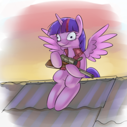 Size: 640x640 | Tagged: safe, artist:stupjam, twilight sparkle, alicorn, pony, g4, crossover, female, gun, hooves, horn, insanity, koth harvest, mare, optical sight, rifle, sitting, smiling, sniper, sniper (tf2), sniper rifle, solo, spread wings, team fortress 2, thousand yard stare, twilight snapple, twilight sniper, twilight sparkle (alicorn), weapon, wings