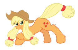 Size: 1280x827 | Tagged: safe, artist:the-wag, applejack, earth pony, pony, g4, alternate hairstyle, crossed hooves, female, pigtails, simple background, solo, transparent background, vector