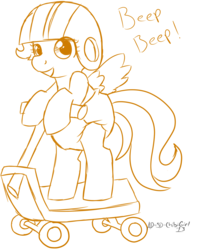 Size: 1250x1500 | Tagged: safe, artist:ad-sd-chibigirl, scootaloo, pony, g4, crinkleloo, diaper, female, non-baby in diaper, scooter, solo