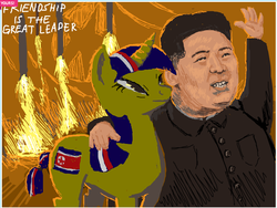 Size: 836x628 | Tagged: safe, artist:voltroball, derpibooru exclusive, oc, pony, flag, kim jong-un, korean, missile, nation ponies, north korea, north korean flag, ponified