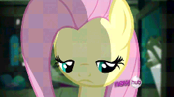 Size: 512x288 | Tagged: safe, screencap, fluttershy, pony, g4, putting your hoof down, animated, conspiracy, depressed, female, hub logo, parallax scrolling, sad