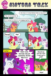 Size: 2550x3751 | Tagged: safe, artist:mickeyelric11, apple bloom, rarity, scootaloo, sweetie belle, earth pony, pegasus, pony, unicorn, g4, comic, cutie mark crusaders, female, filly, foal, mare, spit take, spitting, troll