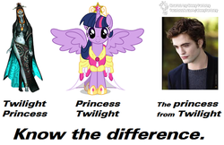 Size: 500x323 | Tagged: safe, twilight sparkle, alicorn, pony, g4, edward cullen, know the difference, midna, princess, the legend of zelda, the legend of zelda: twilight princess, twilight (series), twilight sparkle (alicorn)