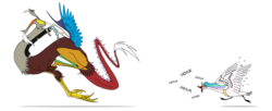 Size: 5400x2197 | Tagged: safe, artist:grievousfan, discord, princess celestia, draconequus, goose, swan, angry, animal, celestia is not amused, chase, discord being discord, duo, featured image, female, funny, honk, male, meme, open mouth, peace was never an option, running, simple background, smiling, species swap, spread wings, swanlestia, this will end in death, this will end in petrification, this will end in tears and/or a journey to the moon, transformation, transparent background, trollcord, trollface, varying degrees of amusement, wat
