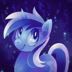 Size: 800x800 | Tagged: safe, artist:anjila, minuette, pony, unicorn, g4, cute, female, looking at you, mare, monochrome, smiling, solo