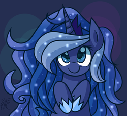 Size: 1529x1390 | Tagged: dead source, safe, artist:php92, princess luna, alicorn, pony, g4, abstract background, cute, female, lunabetes, mare, smiling, solo