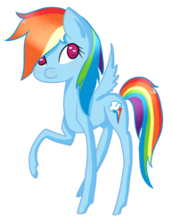 Size: 578x747 | Tagged: safe, artist:taninori-kun, rainbow dash, g4, full body, no pupils, raised hoof, side view, simple background, skinny, solo, spread wings, standing, thin, transparent background, wings