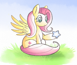 Size: 744x632 | Tagged: safe, artist:astrofiziks, fluttershy, pony, g4, female, pixiv, solo, stars