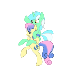 Size: 1121x1076 | Tagged: safe, artist:phillnana, bon bon, lyra heartstrings, sweetie drops, earth pony, pony, unicorn, g4, bipedal, bon bon is not amused, duo, grin, lyra riding bon bon, ponies riding ponies, riding, simple background, smiling, transparent background, unamused