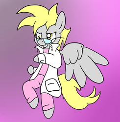 Size: 643x656 | Tagged: safe, artist:phillnana, derpy hooves, pegasus, pony, g4, female, glasses, mare, scientist, solo