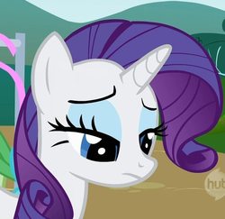 Size: 640x621 | Tagged: safe, screencap, rarity, g4, green isn't your color, hub logo, reaction image