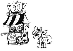 Size: 1000x708 | Tagged: safe, artist:applepie5480, apple bloom, earth pony, pony, g4, female, filly, monochrome, solo