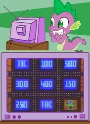 Size: 520x716 | Tagged: safe, spike, dragon, g4, exploitable meme, game show, gameshow, tic-tac-dough, tv meme