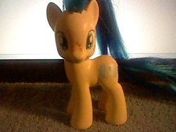 Size: 640x480 | Tagged: safe, artist:lightningbolt, oc, oc only, oc:milky way, pony, g4, brushable, customized toy, female, freckles, irl, mare, photo, solo, toy, wip